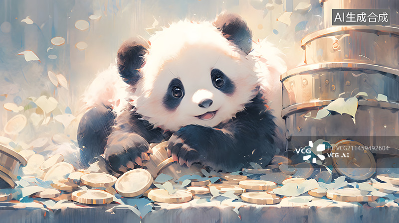 【AI数字艺术】招财大熊猫图片素材