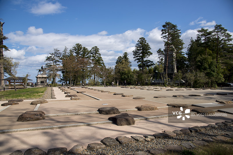 日本仙台城本丸大厅遗址，位于宫城县仙台市青叶区图片素材