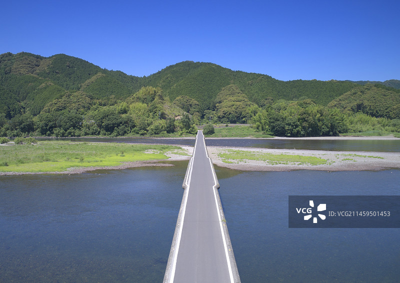 日本高知县四万十市佐田沉下桥图片素材
