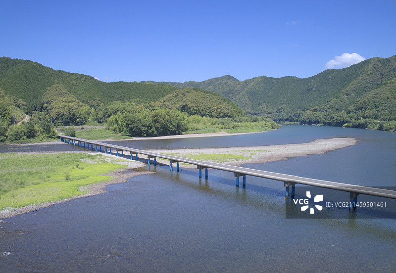 日本高知县四万十市佐田沉下桥图片素材
