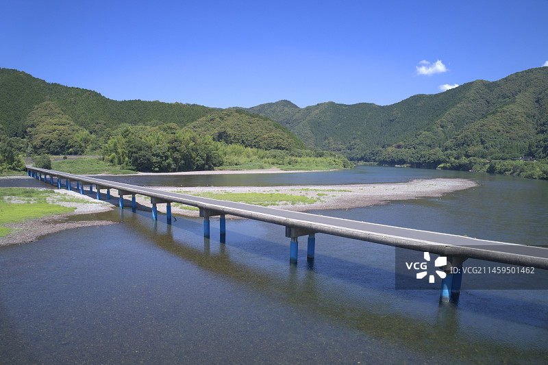 日本高知县四万十市佐田沉下桥图片素材
