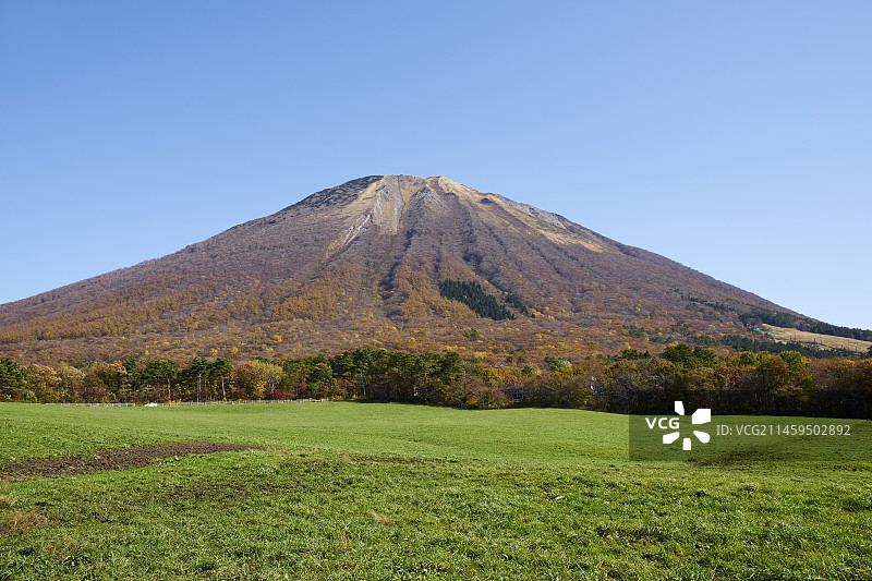 从枡水高原看到的日本大山，鸟取县西伯郡图片素材