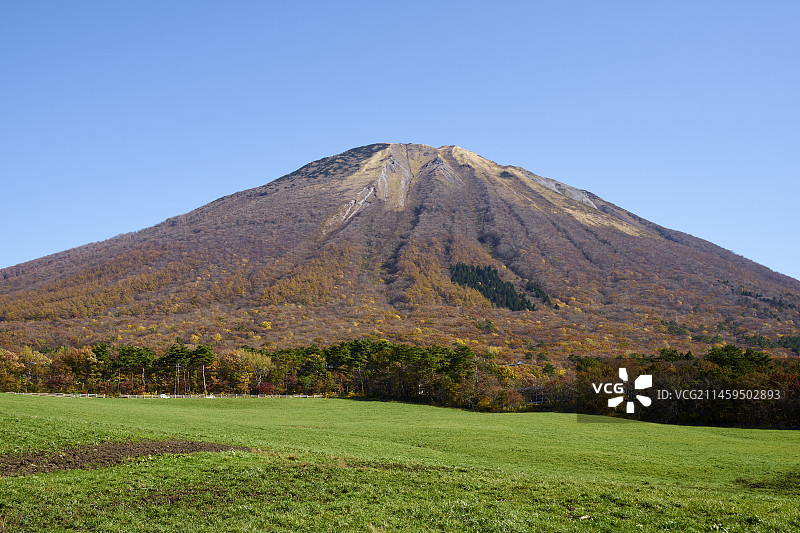 从枡水高原看到的日本大山，鸟取县西伯郡图片素材