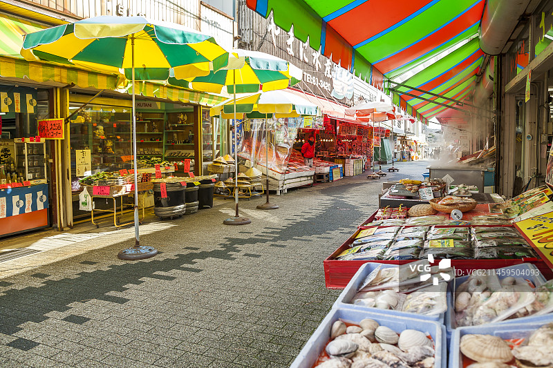 日本福井县坂井市东寻坊商店街风光图片素材