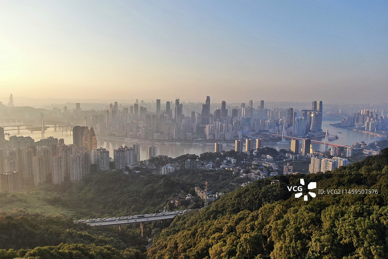 重庆渝中半岛全景航拍图片素材