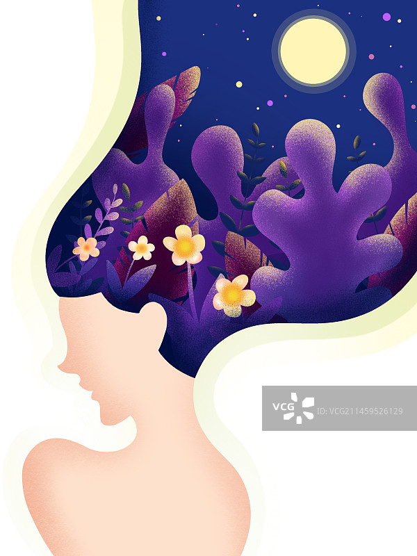 女人侧影剪影图片素材