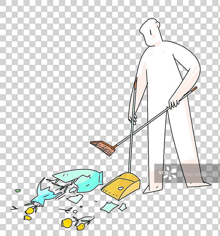 扫地戳子手绘卡通漫画可爱抽象元素图片素材