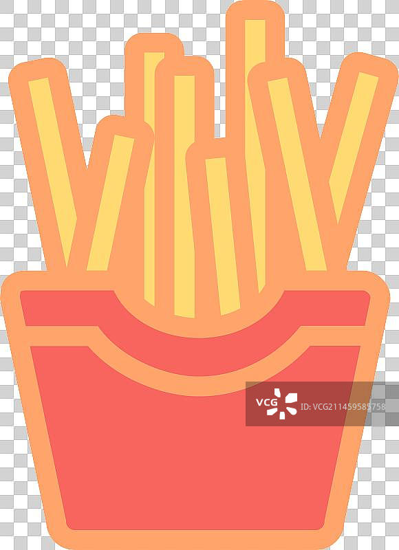 美食快餐薯条描边涂鸦风扁平矢量插画图片素材