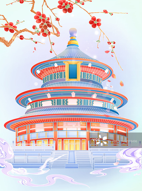 建筑日历插画-祈年殿图片素材