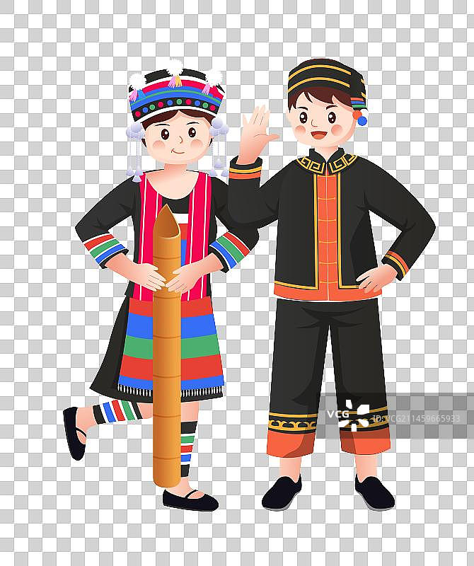 少数民族哈尼族人物插画图片素材