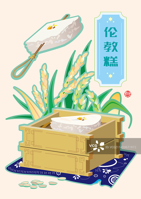 中华美食插画夏季伦教糕图片素材