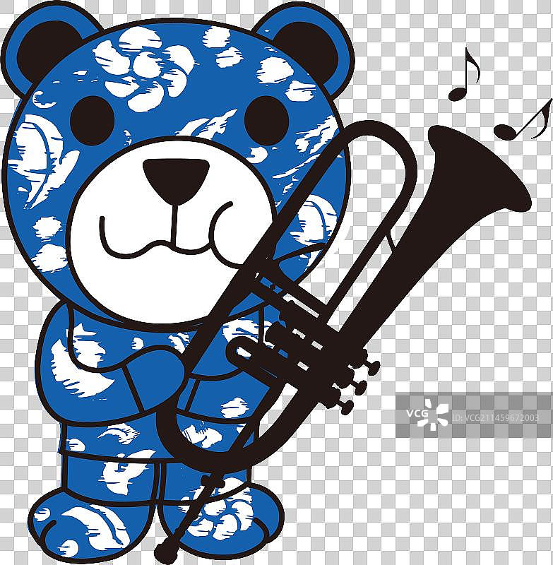 可爱卡通动物小熊演奏萨克斯音乐T恤图案免抠图片素材