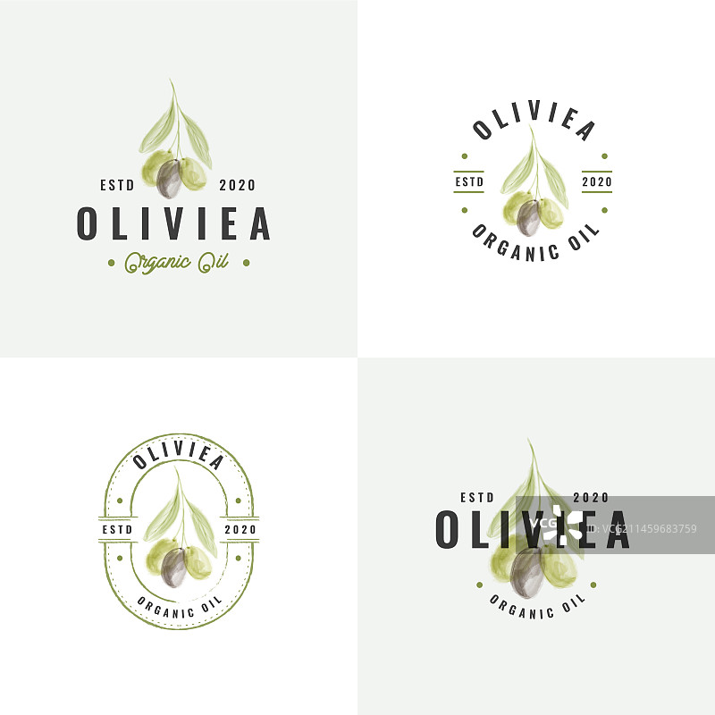 手绘复古橄榄徽章Logo合集图片素材