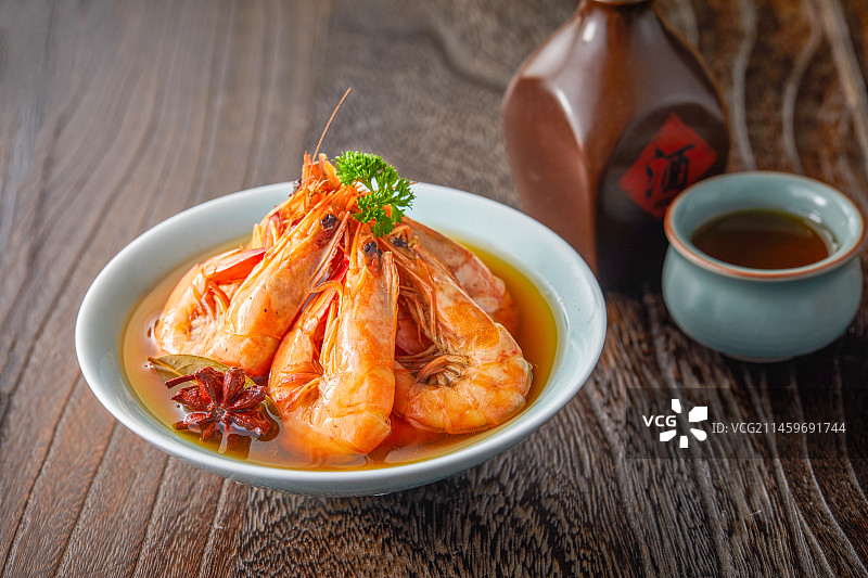 美味的熟醉虾图片素材