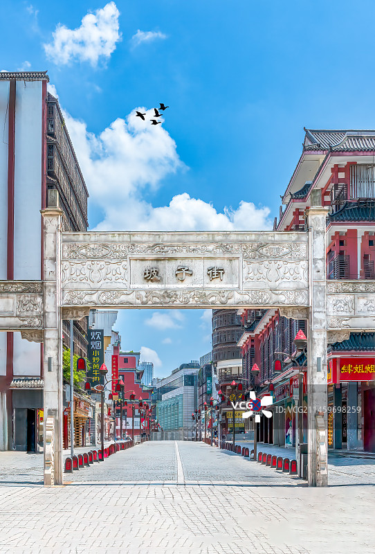 长沙坡子街,网红小吃名街,牌坊,地标旅游目的地图片素材