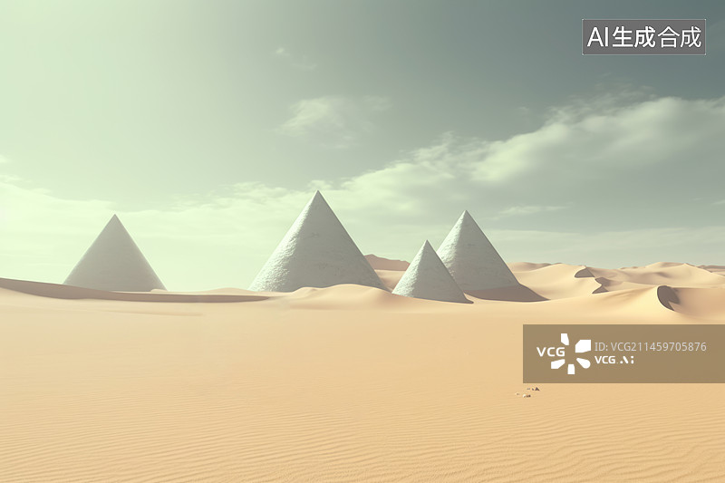 【AI数字艺术】外星球沙漠中的金字塔图片素材