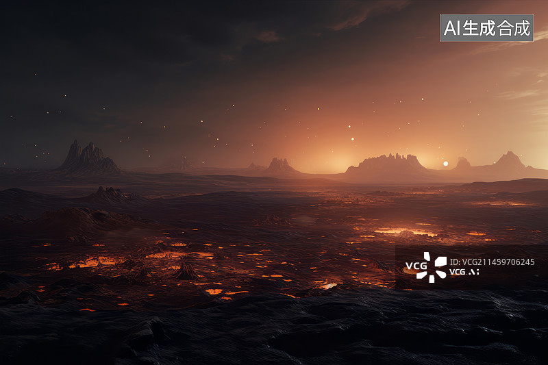 【AI数字艺术】外星球金星火星地表地形科幻背景图图片素材