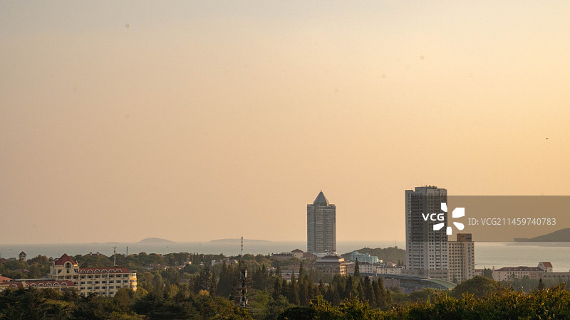 太平山索道上俯瞰青岛图片素材