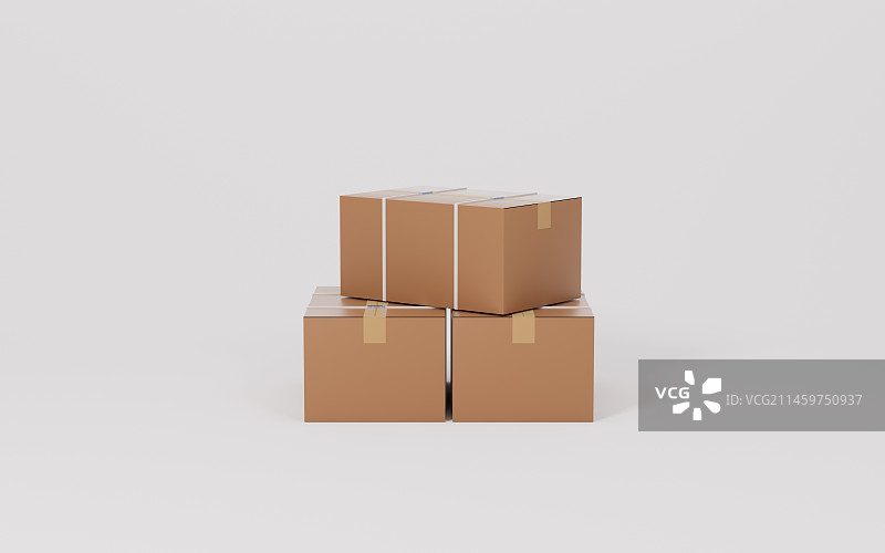 包装纸箱3D渲染图片素材