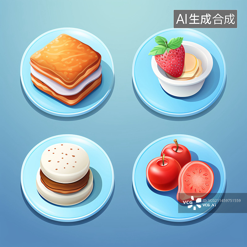 【AI数字艺术】食品行业图标，互联网三维风格素材图片素材