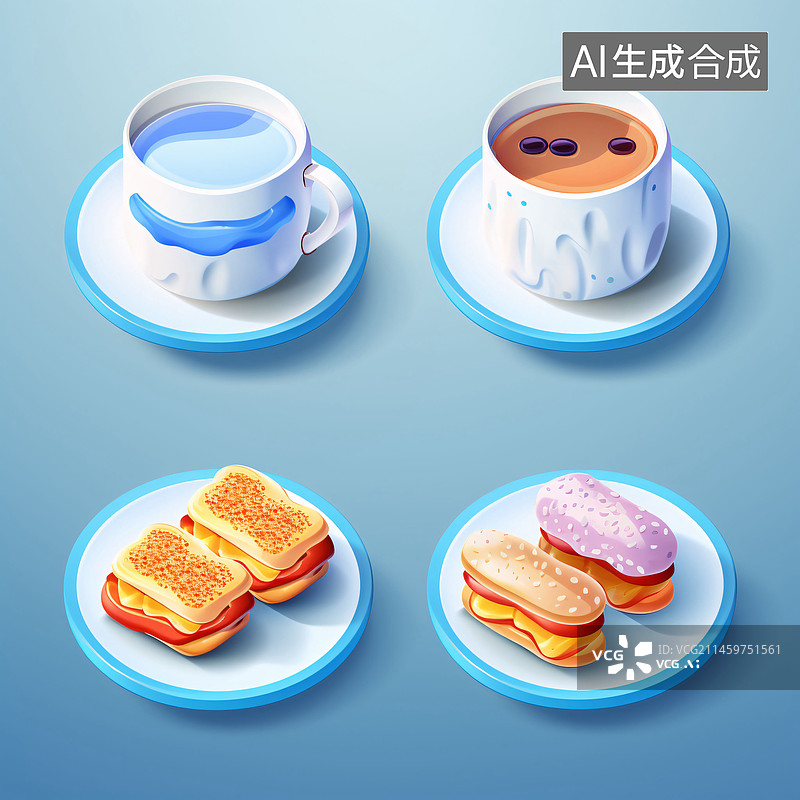 【AI数字艺术】食品行业图标，互联网三维风格素材图片素材