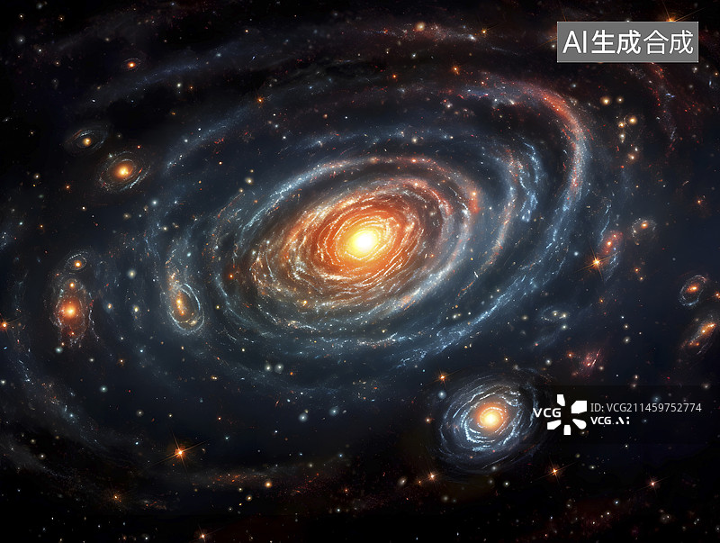 【AI数字艺术】螺旋星系插画图片素材