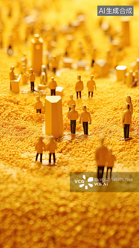 【AI数字艺术】在田野间辛勤劳作的人们，创意微缩图片素材