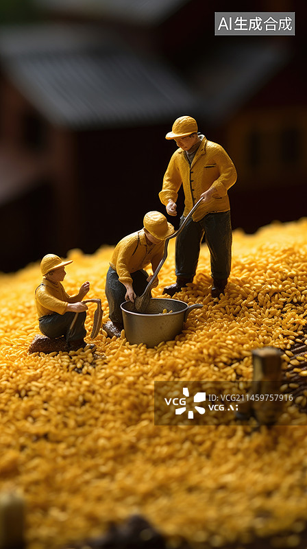 【AI数字艺术】挖矿冶炼工人创意微缩摄影图片素材