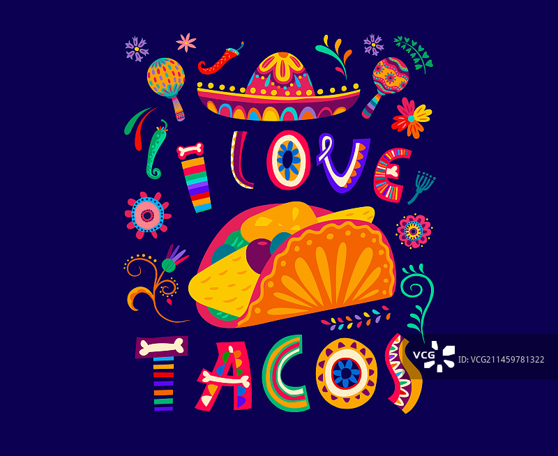 墨西哥风情炸玉米饼标语图片素材
