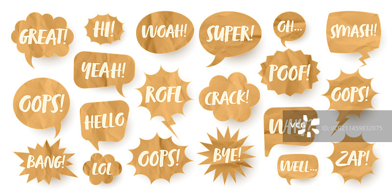 手绘漫画对话气泡皱纹纸图片素材