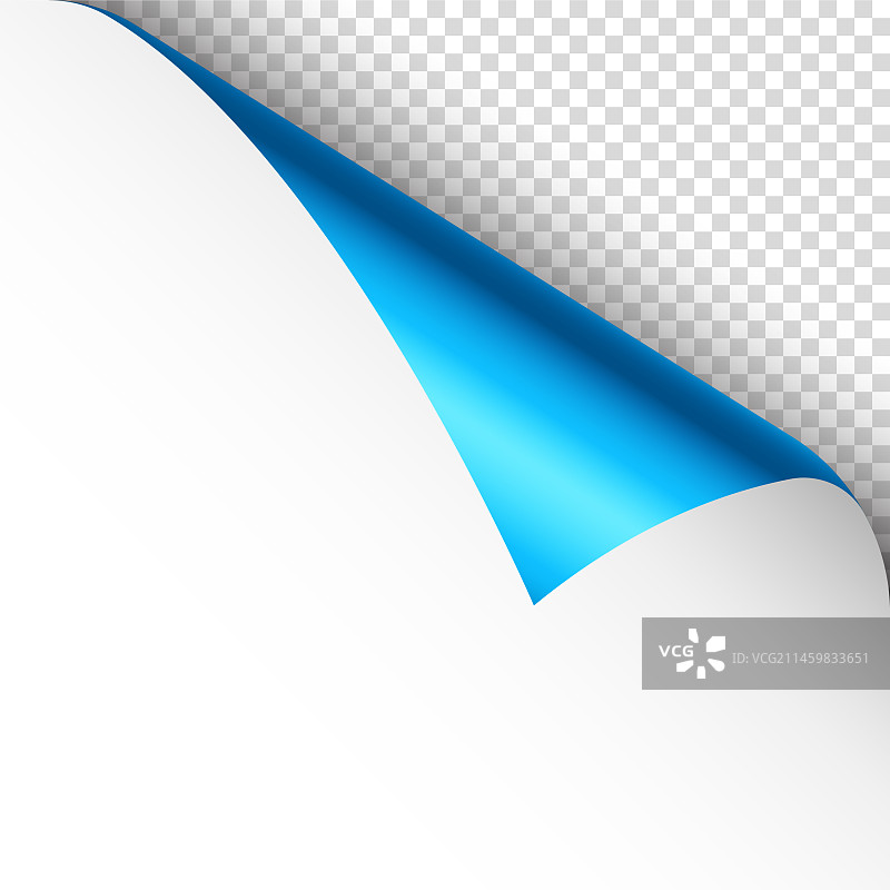 蓝色卷曲纸页边角阴影图片素材