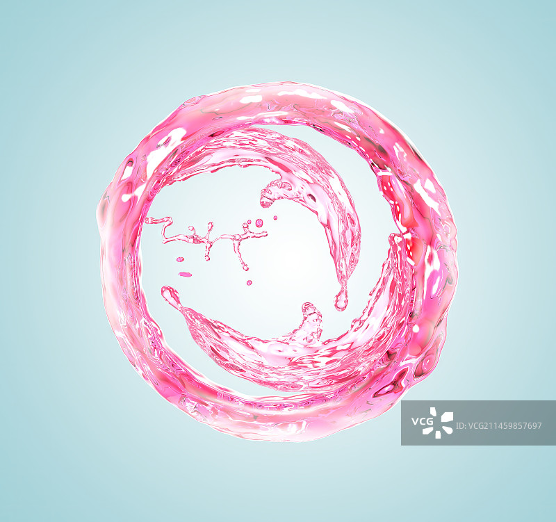 球形的粉色条状水浪在灰色背景图片素材