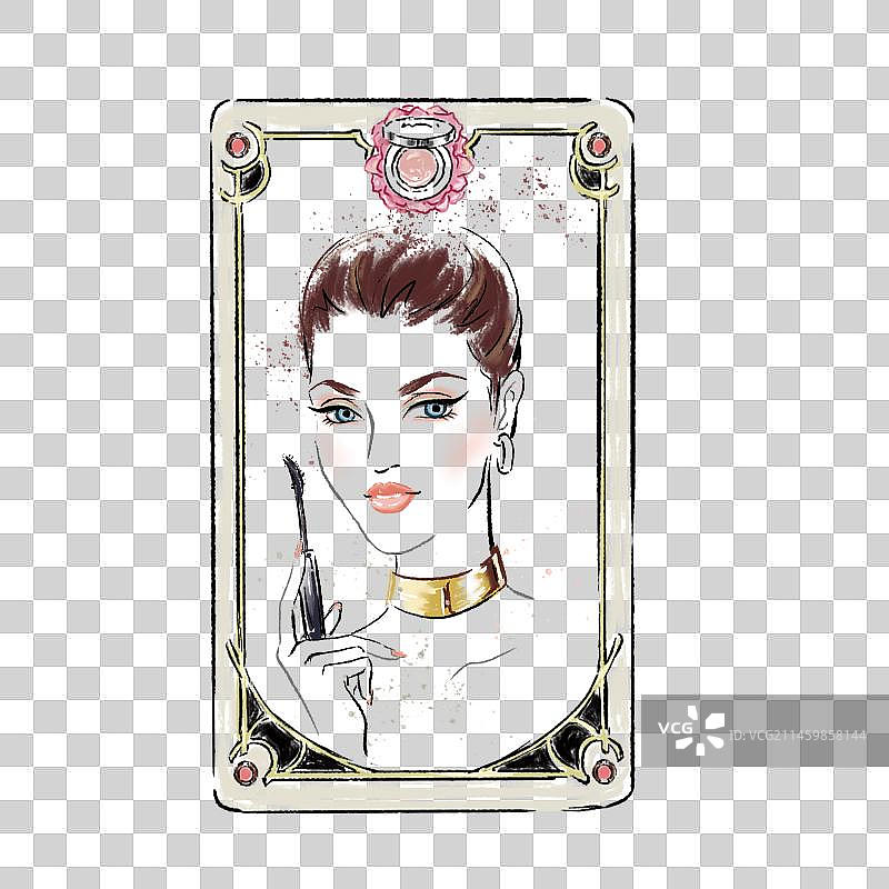 时尚魔法卡片化妆女郎图片素材