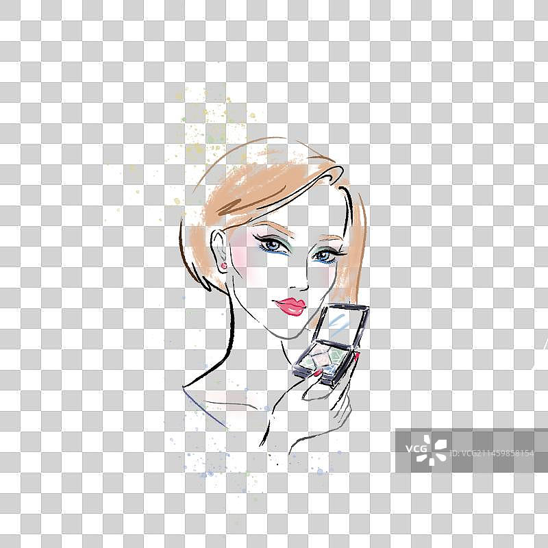 时尚魔法卡片化妆女郎图片素材