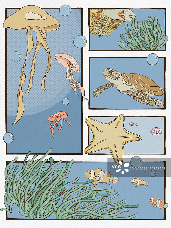 分镜海洋生物插画图片素材