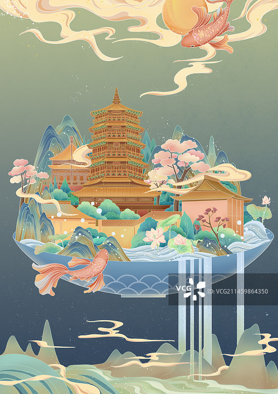 新国风插画图片素材