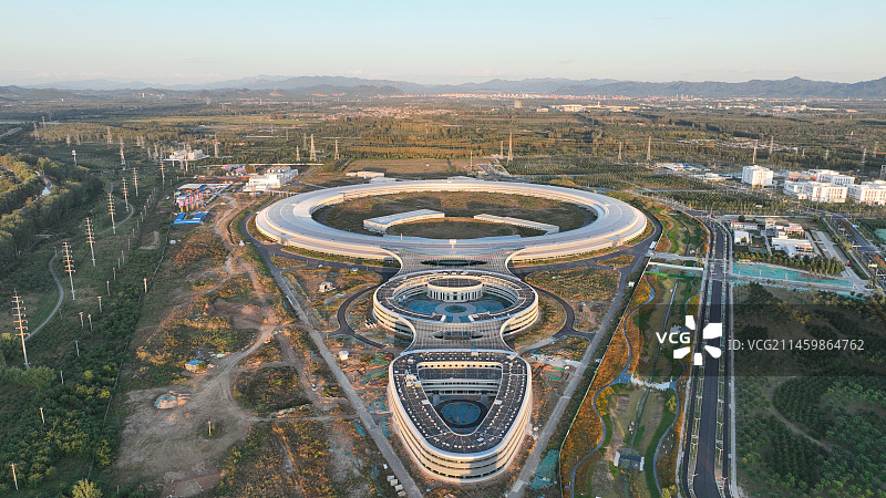 北京怀柔科学城中科院高能物理研究所高能同步辐射光源航拍图片素材