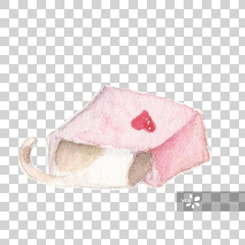 水彩手绘卡通宠物猫仔猫咪动物躲猫猫在盒子里图片素材