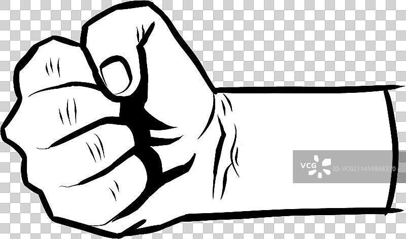 手绘握紧充满力量的拳头元素插画图片素材