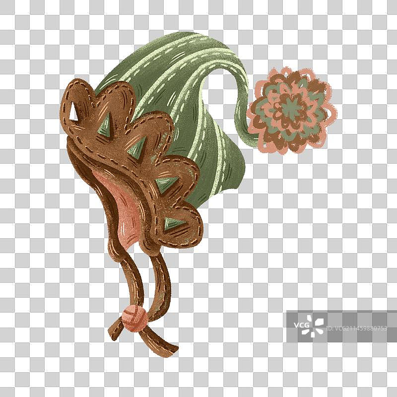 儿插风格免抠元素之冬季绒帽图片素材