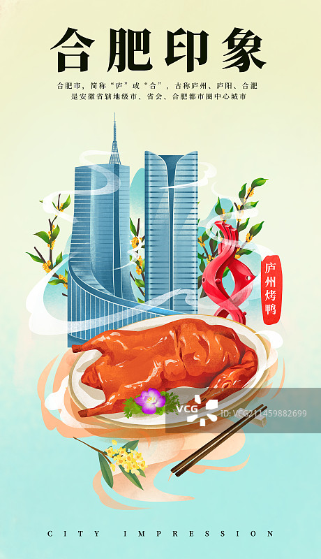 合肥标志性建筑和特色美食图片素材