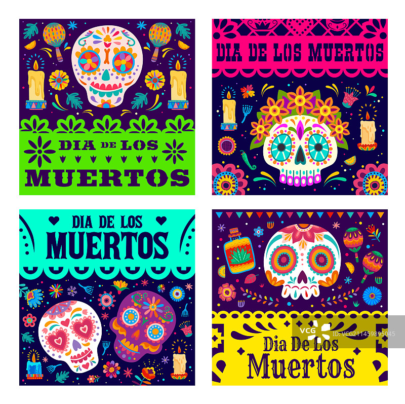 亡灵节墨西哥剪纸banner图片素材