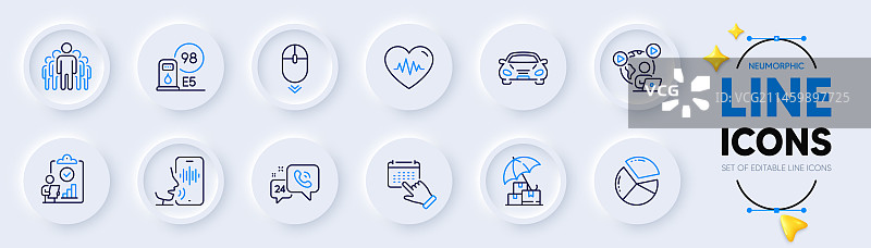 心跳加油站和汽车线条图标图片素材