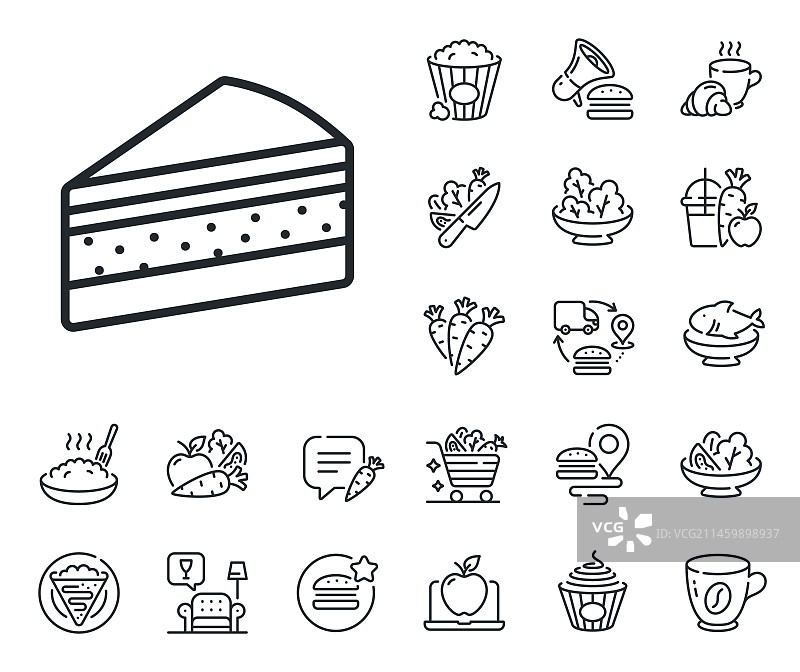 蛋糕甜点食品可丽饼甜点线性图标图片素材