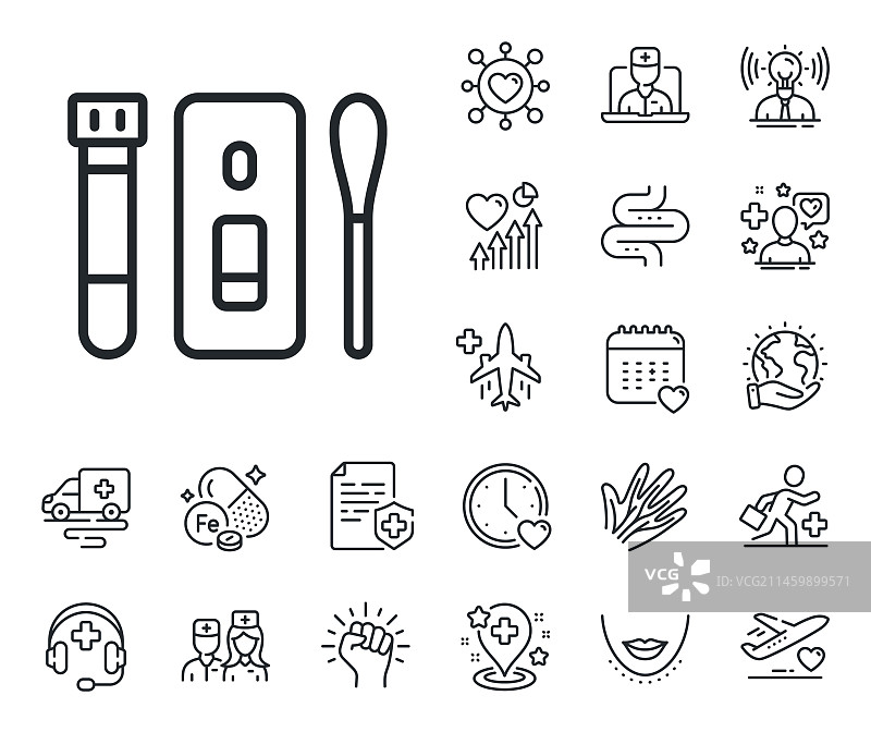 鼻拭子检测新冠病毒线状图标图片素材