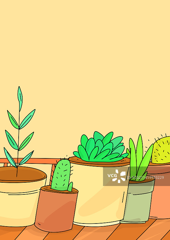可爱的手绘仙人掌背景图片素材