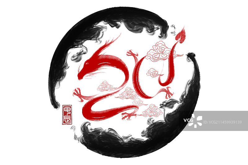 2024,龙年,字体,手绘,圆形图片素材