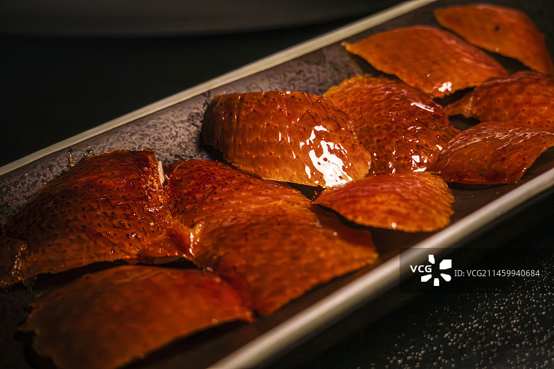 北京烤鸭皮特写图片素材