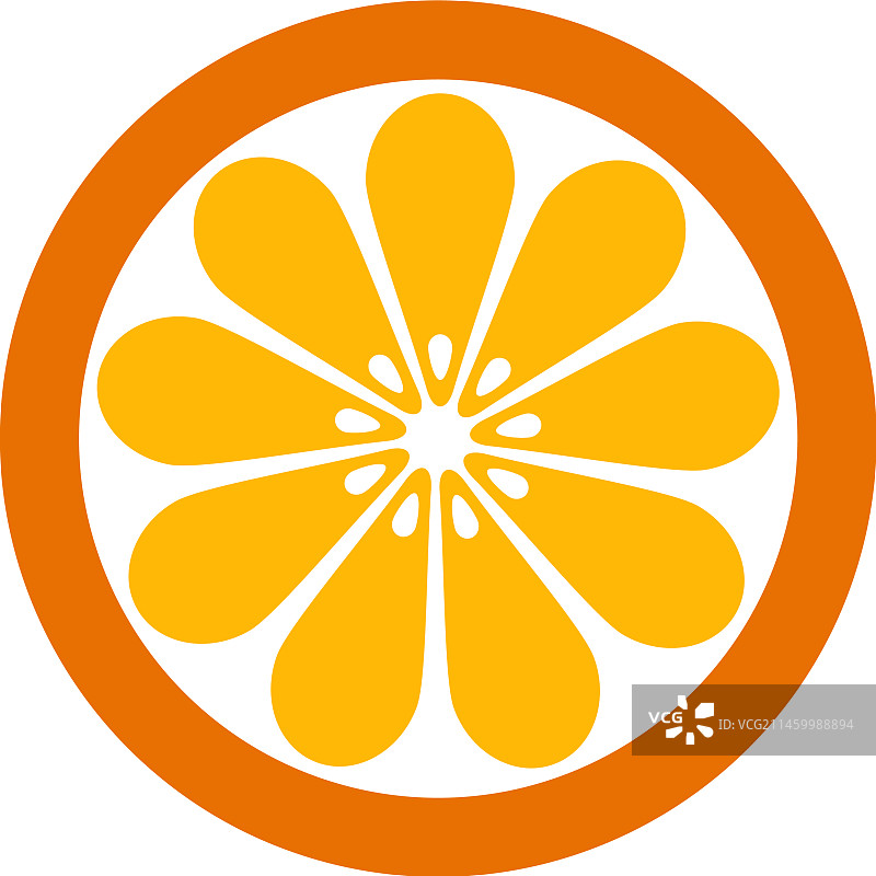 扁平风格的新鲜橙子切半与橙叶图片素材