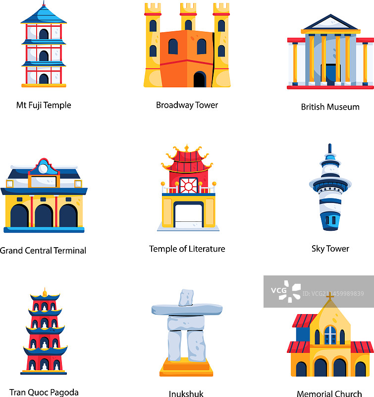 地标扁平图标包图片素材